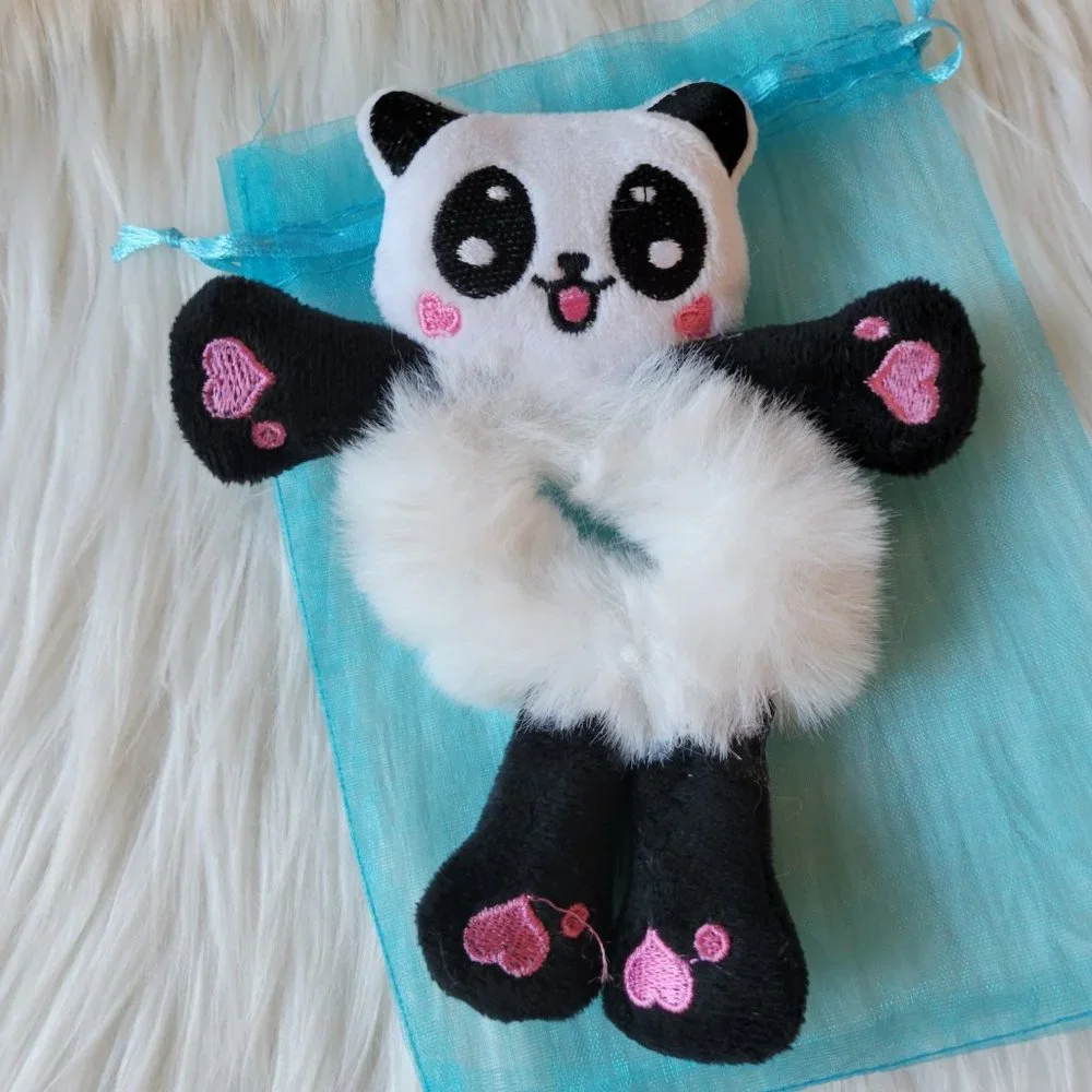 Set of 2 Plush Panda Scrunchies